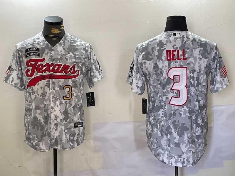 Men%27s Houston Texans #3 Tank Dell Arctic Camo 2024 Salute to Service Stitched Baseball Jerseys->houston texans->NFL Jersey